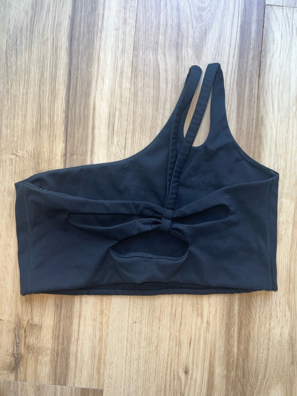 FP Movement by Free People Black One-Shoulder Knot Cutout Sports Bra